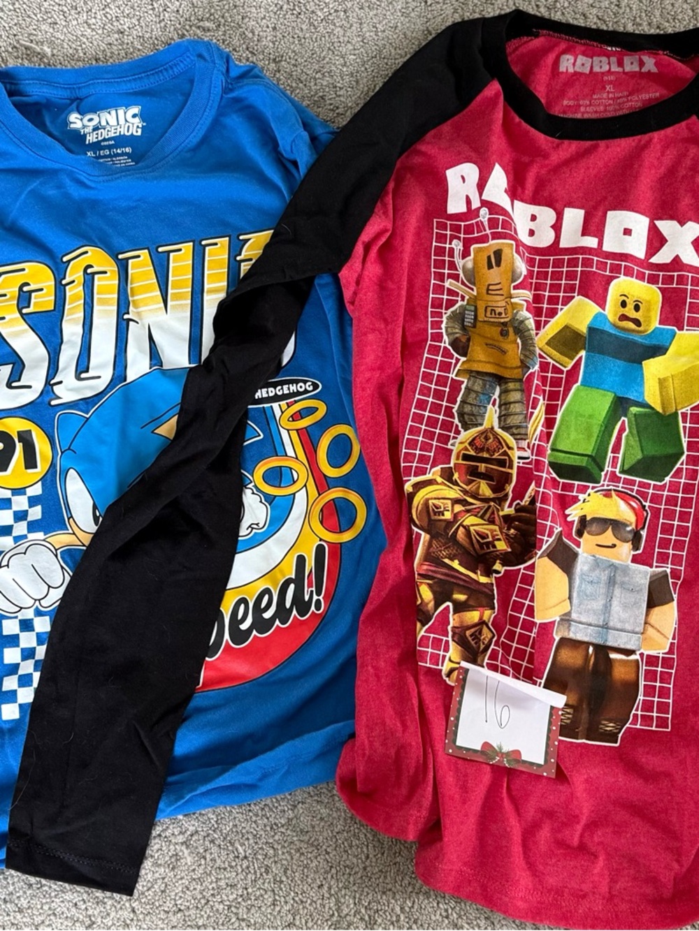 Boys EUC Sonic The Hedgehog & Roblox Kids Long Sleeve Tops - Blue + Red